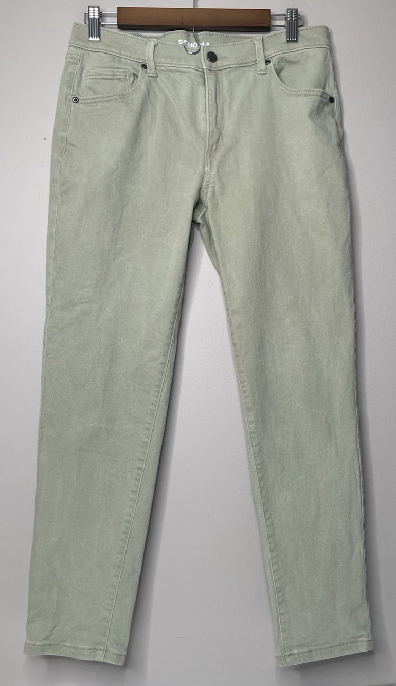 SONOMA Women’s Girlfriend Jeans Size 8 Sage Green Stretch Straight Leg